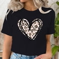 thumbnail image 4 of Camiseta con estampado de corazón de amor de leopardo para mujer, moda informal Ulzzang coreana, camisetas gráficas de manga corta para mujer, camiseta con corazón, 4 of 5
