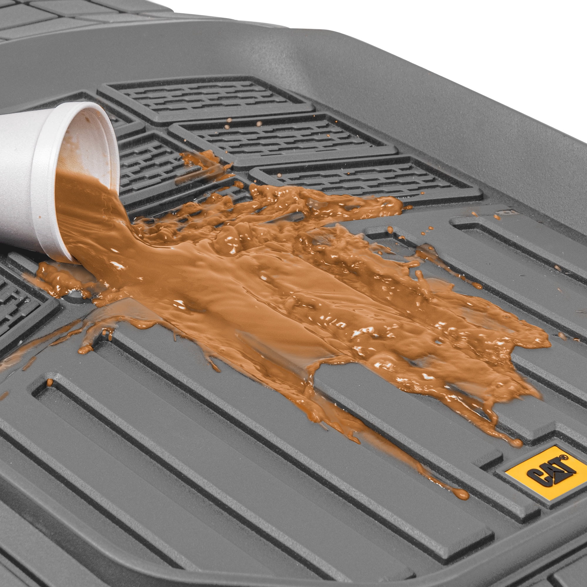 CAT CAMT-9014 (4-Piece) Deep Dish Rubber Truck Floor Mats, Trim To Fit for Car Truck SUV & Van, All Weather Total Protection Durable Liners Heavy Duty Odorless
