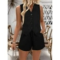 thumbnail image 6 of SHIBEVER Lounge Sets for Women Black Summer Casual Sleeveless 2pcs Sets Womens V Neck Dressy Vest Waistcoat with Pockets and Shorts Outfits Loungewear XL, 6 of 7