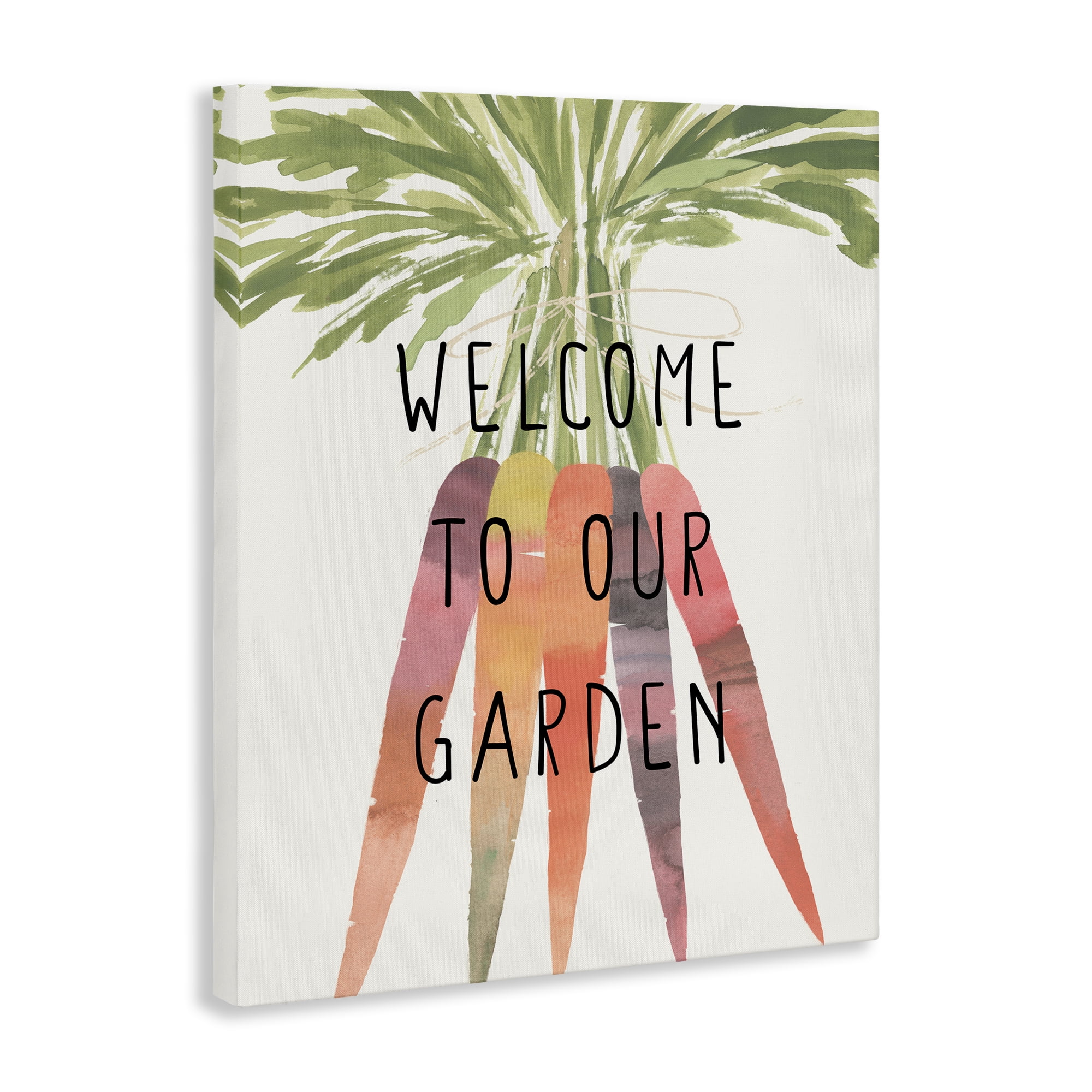 Stupell Industries Welcome Garden with Carrots Food & Beverage Painting Wrapped Canvas Art Print Wall Art, 16 x 20