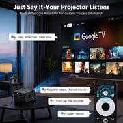 HAPPRUN Official Licensed Google TV Projector with WiFi and Bluetooth, Supported 4K Smart Projector with Dolby Audio, Auto Focus & Keystone, Built-in Streaming Apps, 2000 ANSI Lumens Movie Projector