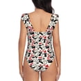 thumbnail image 6 of Yiaed Christmas Cat Print Women's Ruffled One Piece Swimsuit V Neck Swimwear Slimming Monokini for Woman-Small, 6 of 8