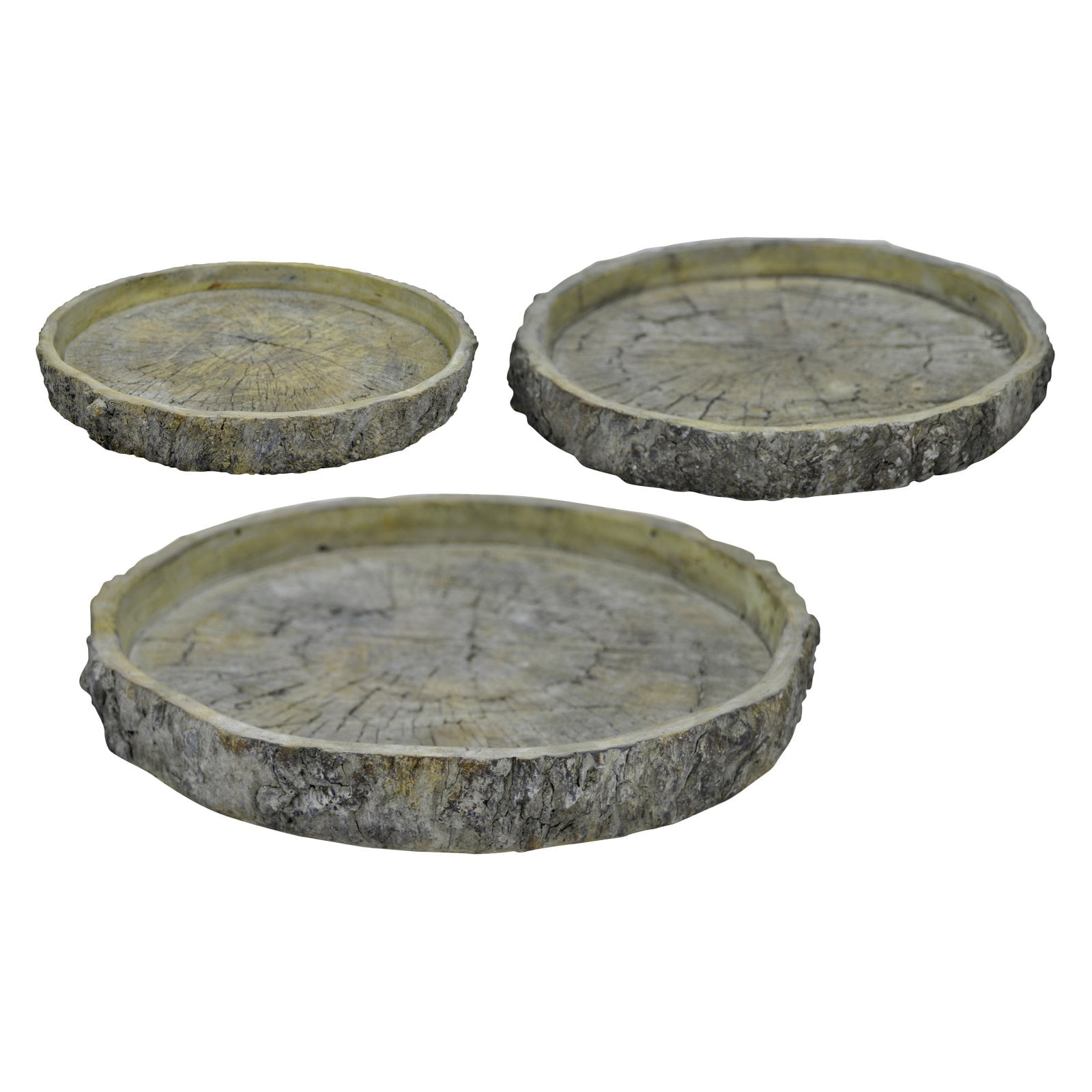Three Hands Decorative Ceramic Tree Stump Trays Set of 3 Walmart