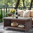 thumbnail image 3 of Ktaxon Outdoor Wicker CoffeeTable Patio Coffee Tables for Outside, Tempered Glass Top Wicker Table with Storage Coffee Table for Patio, 3 of 7