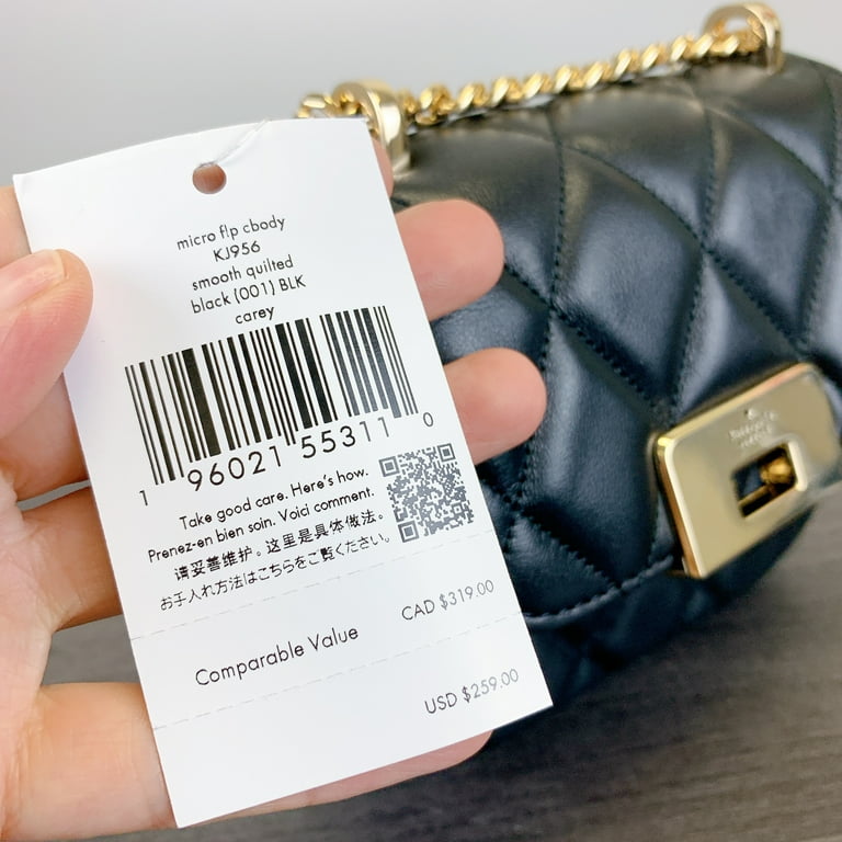 ショルダーバッグ・ポシェット Kate Spade Carey Quilted Micro Flap Crossbody KJ956 Kate Spade KJ956 Carey Quilted Micro Flap Crossbody IN Black