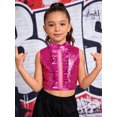 thumbnail image 5 of TiaoBug Shiny Sequin Crop Tops for Girls Hip-hop Dance Vest 70s Disco Party Stage Performance Outfit Hot Pink 6, 5 of 7
