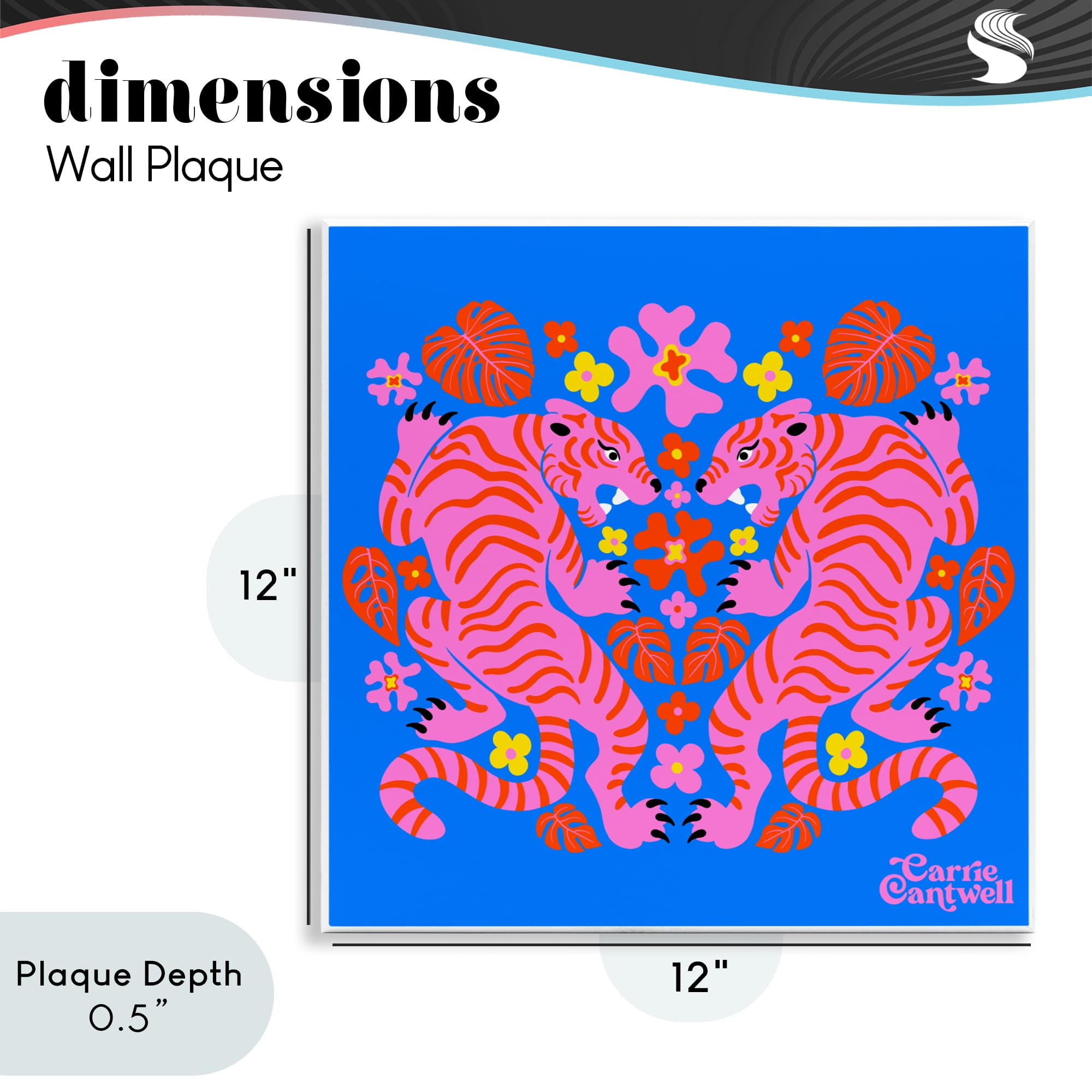 Stupell Industries Pink Tigers and Monstera Wall Plaque Art, design by Carrie Cantwell