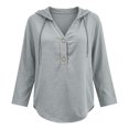 thumbnail image 7 of ZGRBOU Hoodies for Women V Neck Button Hooded Sweatshirts Roll Up Loose Cute Tops Cozy Lightweight Long Sleeve Tunic Shirts, 7 of 7