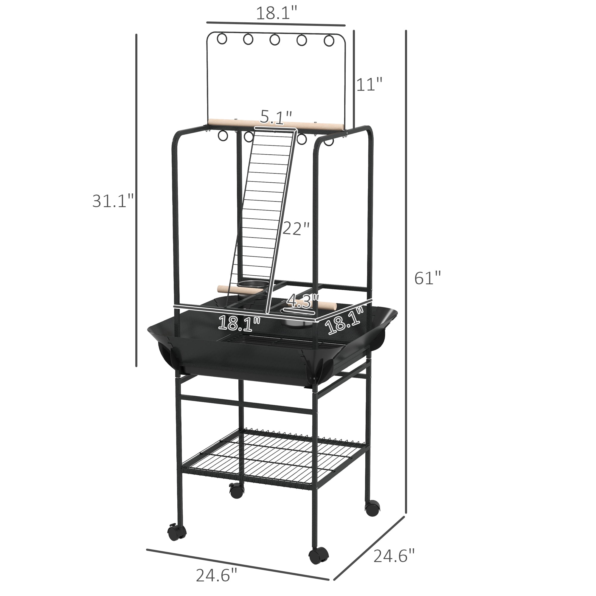 Bird Stand, Bird Stand with Wheels