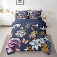 thumbnail image 2 of Manfei Teens Girls Flying Butterflies Bedding Comforter Set 7pcs,Chic Floral Flowers Queen Bedding Sets Super Cozy,Spring Garden Queen Sheet Sets,Ultra Soft Home Decor,Reversible, 2 of 8