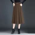 thumbnail image 5 of Falda drapeada versátil para mujer, estilo nuevo, primavera y otoño, elegante, coreana, de longitud media, cintura alta, adelgazante, línea A, 5 of 5