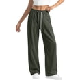thumbnail image 2 of Lmueinov Wide Leg Pants for Women 100% Cotton Casual Long Pants Drawstring Elastic Waist Trousers with Pockets Loose Fit Lightweight Lounge Pants for Daily Vacation Wear, 2 of 5