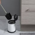 thumbnail image 6 of White Toilet Brush Set with Stainless Steel Handle, Folding Lid and Removable Insert - Compact Design for Modern Bathrooms, 6 of 7