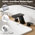 thumbnail image 6 of Inster 8 in. Widespread Waterfall Bathroom Faucet, Matte Black, 2-Handle 3-Hole with Pop-up Drain, 6 of 9