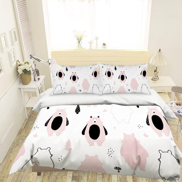 3D Cartoon Oso Funda de edredón Set Ropa de cama Set Fundas de almohada 99