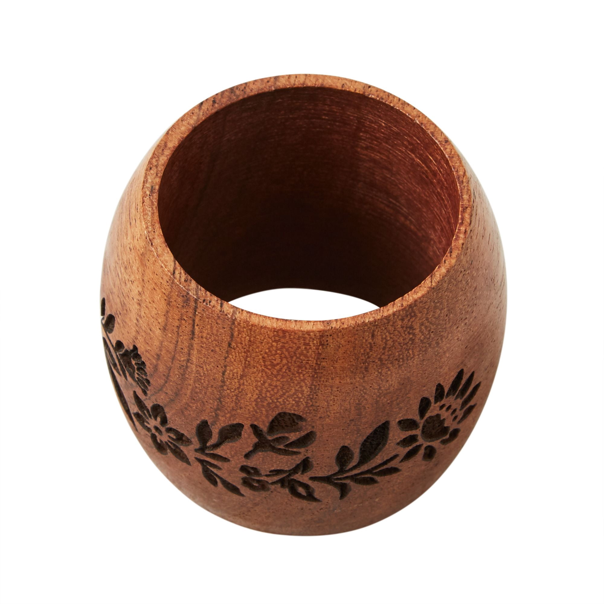 The Pioneer Woman Etched Wood Napkin Rings, Natural, 1.5" x 2", Set of 4