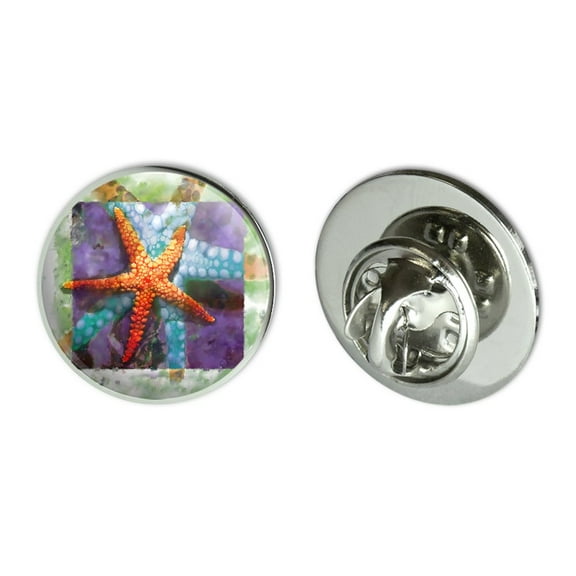 Starfish Watercolor Tropical Ocean Beach Metal 0.75" Lapel Hat Pin Tie Tack Pinback