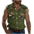 thumbnail image 2 of Men's Shirts Button Down Under $10 Casual Fashion Patchwork Turndown Collar Sleeveless Pockets Sports Tank, 2 of 5