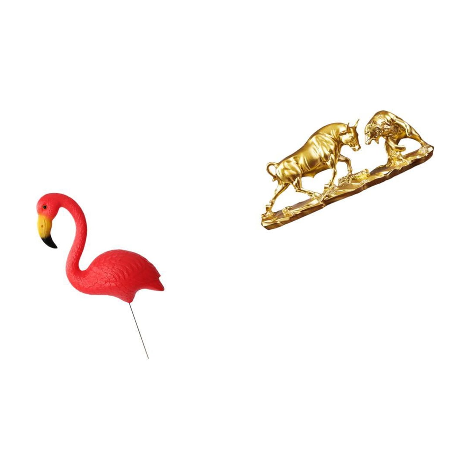 simhoa Flamingo Bear Bull Garden Sculpture Modern Fairy Yard Art Feng Shui Animal Ornament for Holiday Desk and Birthday Decor