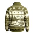 thumbnail image 4 of Fair Isle Sweatshirt for Men Long Sleeve Quarter Zip Stand Collar Pullover Trendy Fall Winter Casual Outdoor Streetwear Top Green M, 4 of 4