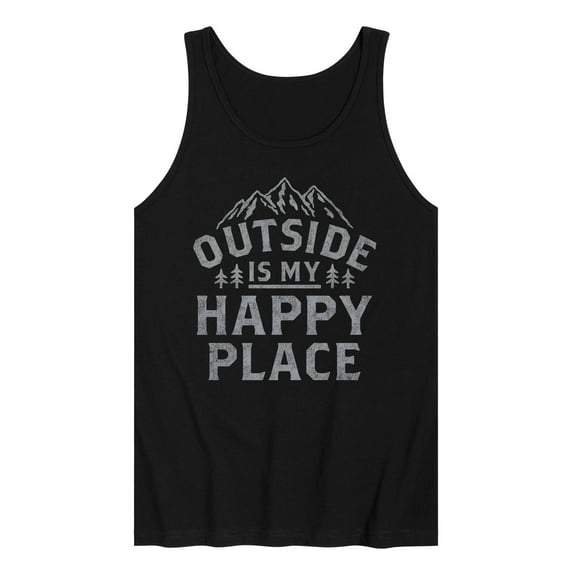 Instant Message - Outside Is My Happy Place - Mens Jersey Graphic Tank