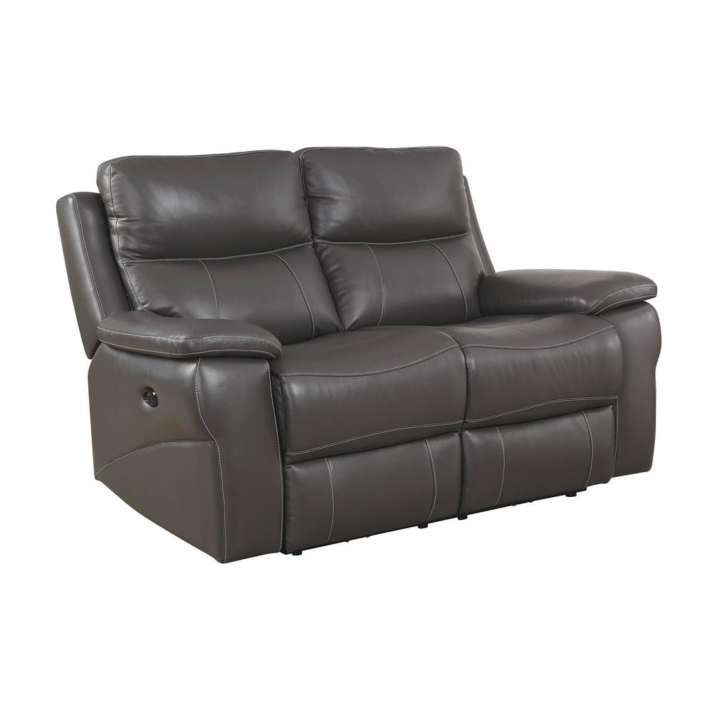 Top Grain Leather Match Love Seat With Power Recliners & Power