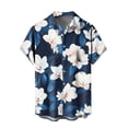 thumbnail image 4 of Men's Hawaiian Short Sleeve Shirts Oversized Hawaiian Printed Lapel Button Down T Shirt Summer Casual Plus Size Loose Comfy Qucikly Dry Vacation Beach Blouses, 4 of 4