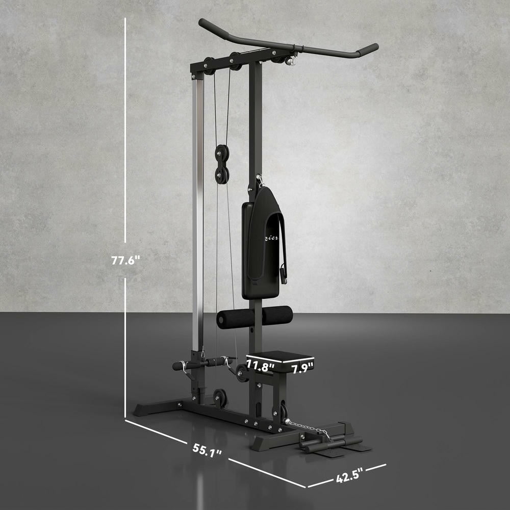 Barara King Barbell Rack with Adjustable Seat and Flip-Up Footplate, Squat Rack Barbell Bench Press for Home Gym, Black