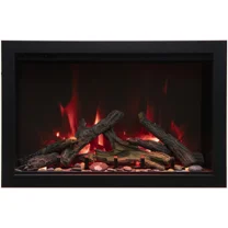 Smart 26” Fireplace – includes a steel trim, glass inlay, 10 piece log set with remote and cord