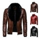 thumbnail image 5 of Chaqueta de cuero de motocicleta resistente al viento gruesa de algodón con remaches y cuello de piel desmontable estilo punk para hombre, 5 of 5