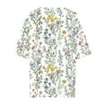 thumbnail image 3 of Uootdi Womens Summer Tops Notch V Neck Short Sleeve Floral Print Womens Tops Relaxed Fit Lightweight Womens Blouses for Women, 3 of 5