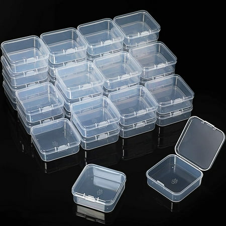 36 Pieces Small Clear Plastic Beads Storage Containers Box with Hinged ...