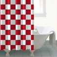 thumbnail image 4 of Red and White Checkered Pattern Modern Waterproof Shower Curtain Set with 12 Hooks, Washable Decorative Bathroom Shower Curtain, 4 of 6