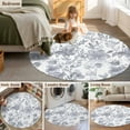 thumbnail image 6 of Watercolor Grey Floral Round Area Rug 5 FT, Non Slip Bedroom Area Rug, Gray Ombre Botanical Summer Washable Soft Circular Carpet Non-Shedding Floor Mat for Kitchen Dining Room Foyer Balcony Dorm, 6 of 9