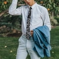 thumbnail image 4 of Artistic Natural Floral Men's Necktie - Earthy Boho Satin Tie for Wedding & Business, 4 of 5