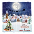 thumbnail image 3 of Ambesonne Christmas Shower Curtain, Winter Sky Moon Star, 69"Wx84"L, Navy White, 3 of 5