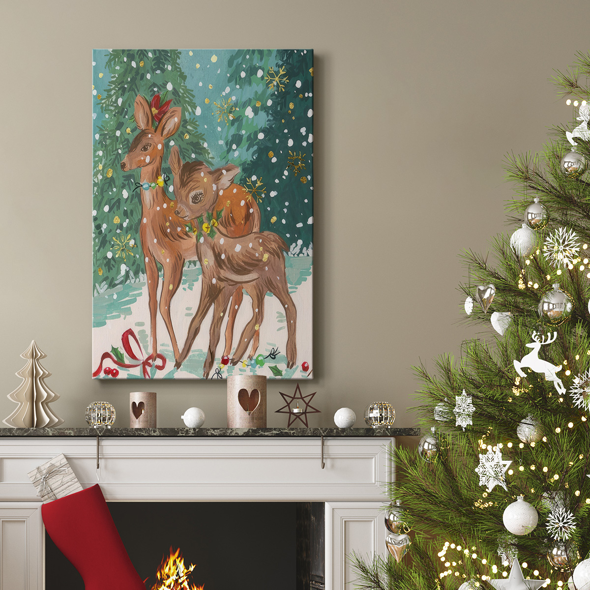 Doe and Fawn I- Gallery Wrapped Canvas
