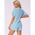 thumbnail image 3 of DARING DIVA Pajama Short Sleeve Lounge Set Elastic Shorts Sleepwear XS Sky Blue, 3 of 6