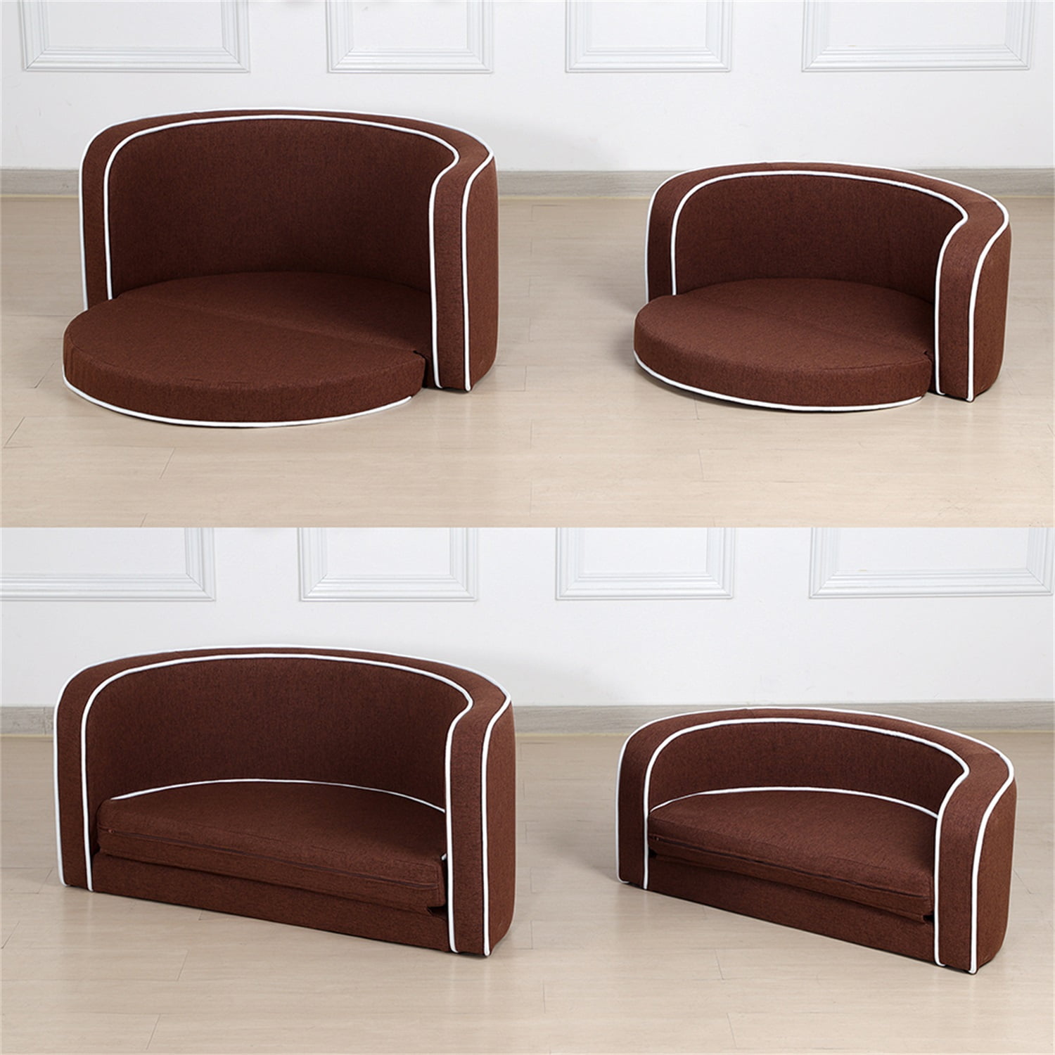 Pefilos 30" Round Pet Sofa, Dog Sofa Beds, Cat Sofa BedS, Brown Pefilos 30" Round Pet Sofa, Dog Sofa Beds, Cat Sofa BedS, Brown