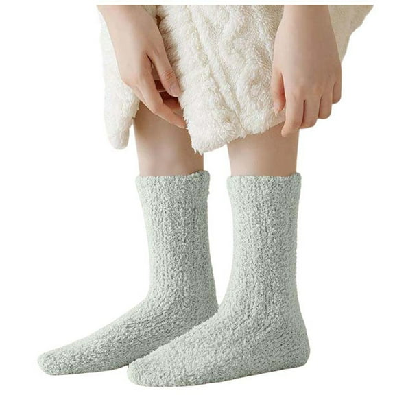 Winter Non Cozy Crew Socks Grippy Bottom Sleep Socks for Women and Men
