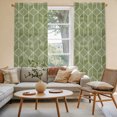 thumbnail image 2 of Sage Green Geometric Kitchen Curtain for Berdoom Living Room Cafe 72 Inch Length, Checkered Modern Abstract Art Tiers Curtains Light Filtering Drapes Rod Pocket Window Treatment 2 Panels 52"Wx72"L, 2 of 6