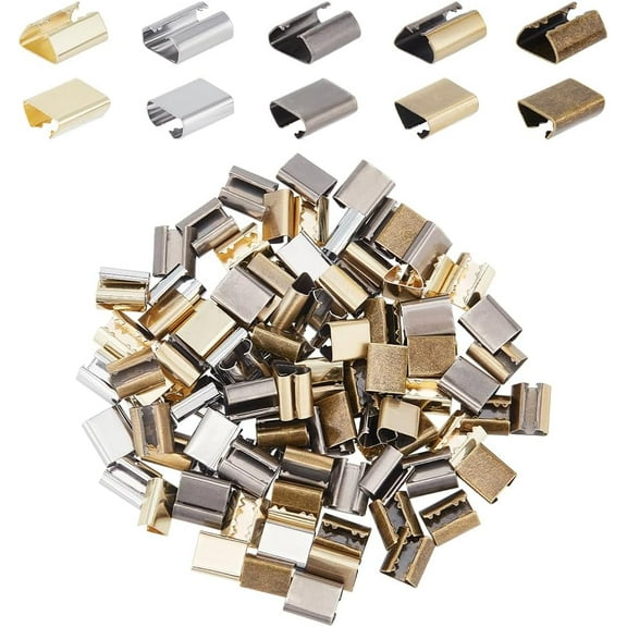 1Box 150Pcs 5 Colors Iron Folding Crimp Ends Triangle Mixed Color 12x10x5mm 30Pcs/color