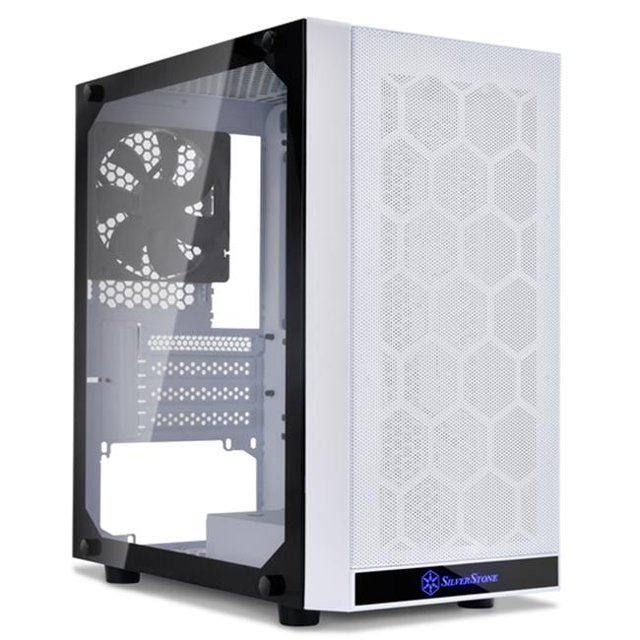 SilverStone Technologies Micro-ATx & Mini-DTx Mesh Front Panel Steel Body Tempered Glass Side Panel - White Plus Tempered Glass Window