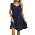 thumbnail image 3 of Women'S Summer Solid Color Round Neck Hollow Pleated Sleeveless Dress with Pockets Tibet XL, 3 of 9