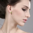 thumbnail image 2 of Gem Stone King 1.80 Ct Round Green Peridot 18K Yellow Gold Plated Silver Earrings, 2 of 3