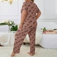 thumbnail image 2 of 2 Piece Plus Size Women's Heart Print Pajama Set Crewneck Short Sleeve Top & Straight Leg Pants Fall Casual Sleep Night Loungewear, 2 of 6