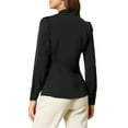 thumbnail image 3 of INSPIRE CHIC Women's Elegant V Neck Long Sleeves Button Down Shirt M Black, 3 of 7