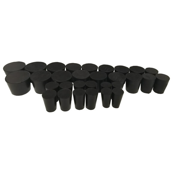 Rubber Stopper Set. Solid Stoppers of Various Sizes.