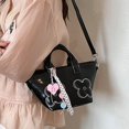 thumbnail image 7 of Hfppkn Black PU Leather Tote Shoulder Bag, Solid Color Handbag for Women Daily Shopping Use, Black 27.5x15x13cm, 7 of 7