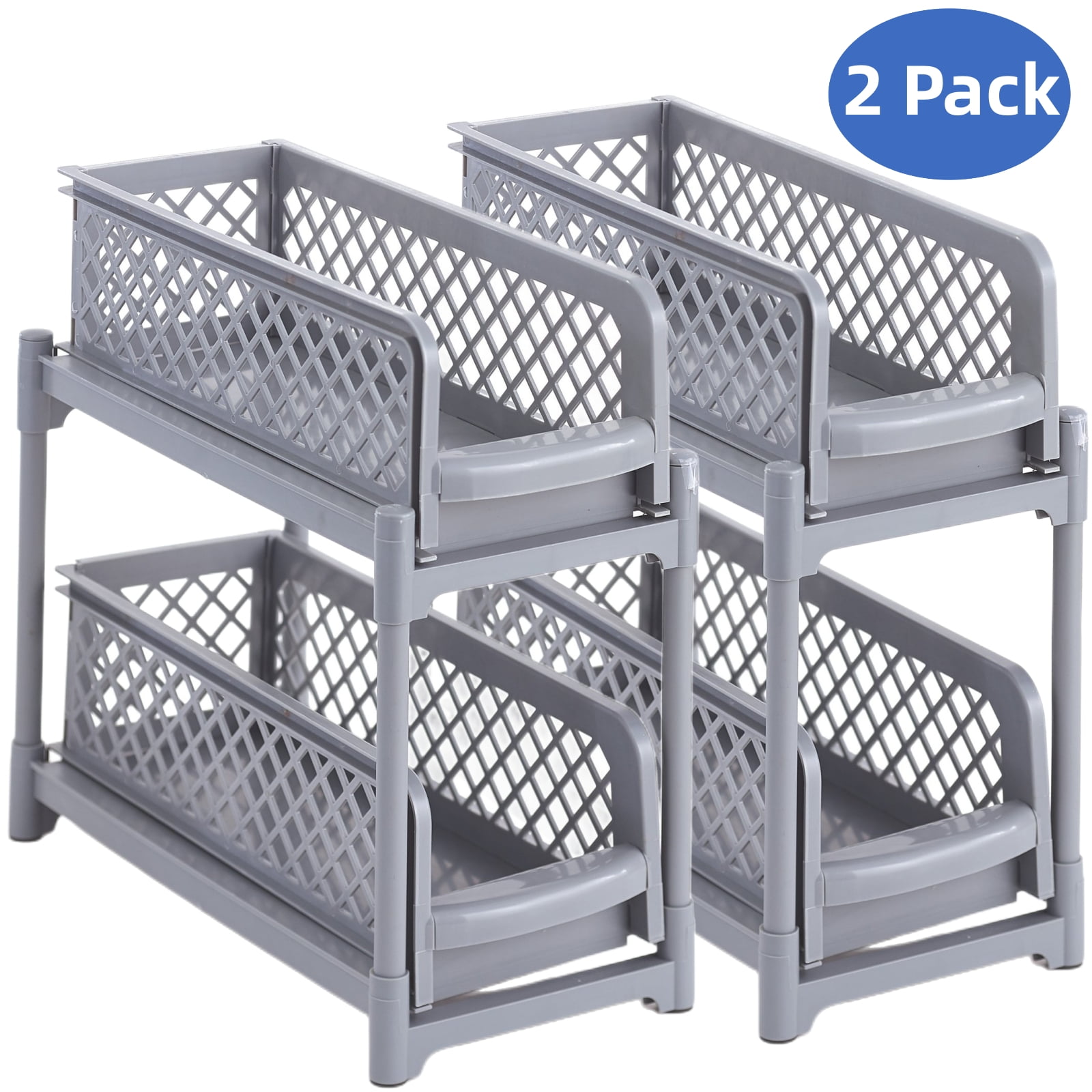 2 Pack Under Sink Organizers, Bathroom Organizer W/Sliding